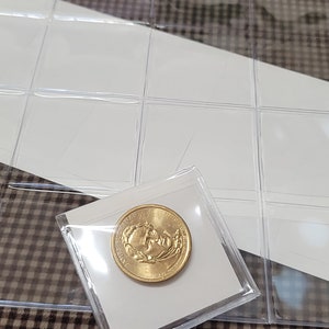 Une feuille de porte-monnaie en plastique 2x2 avec une carte d'insertion blanche (contient 10 pièces)