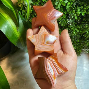 Sardonyx Crystal Star Carvings | Sardonyx Star Carvings | Banded Sardonyx Stars