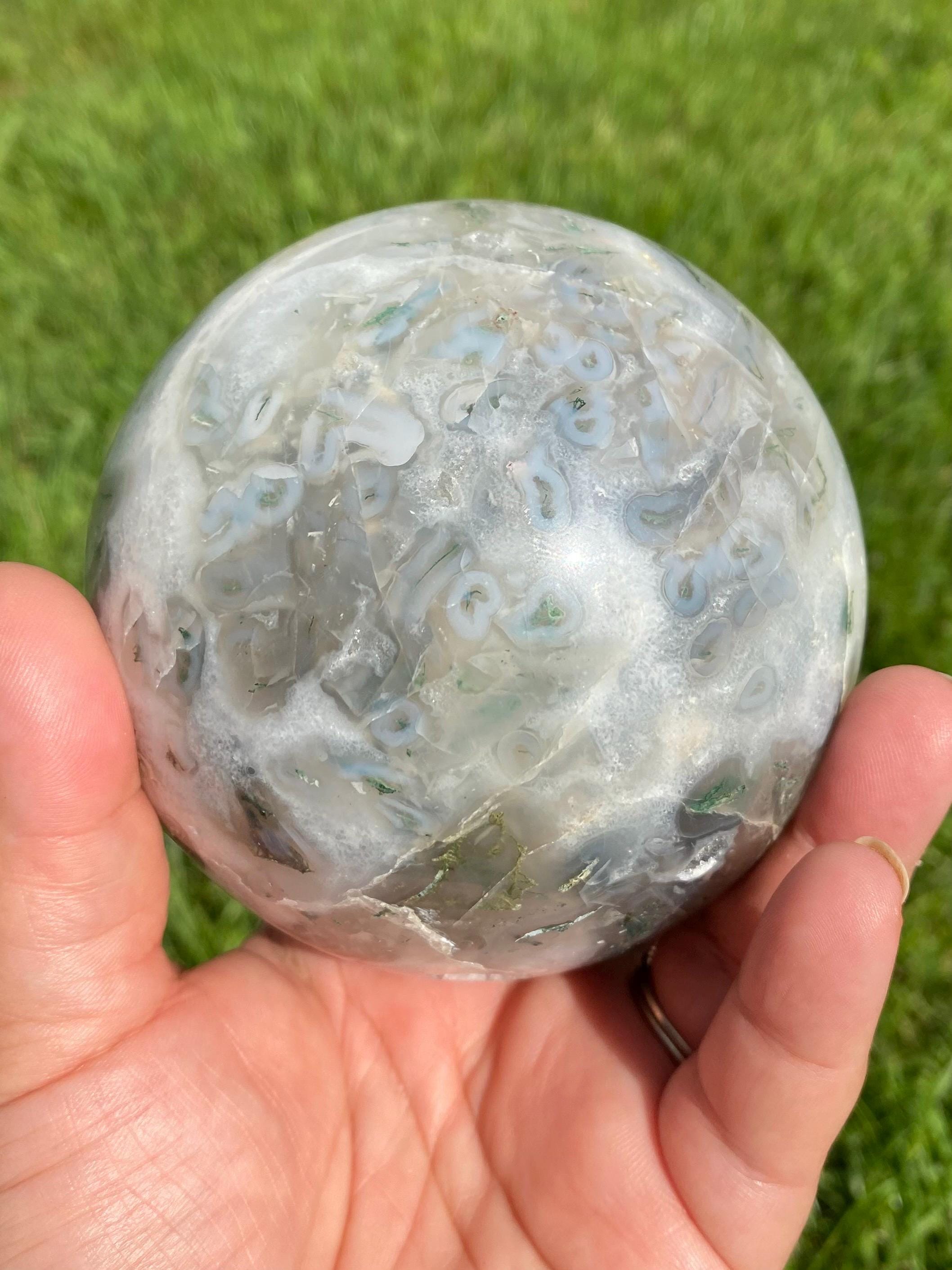 Large Moss Agate Sphere | Large Moss Agate Crystal Sphere | Moss