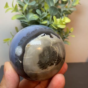 Volcano Agate Sphere | UV Reactive Volcano Agate Sphere | Fluorescent Sphere