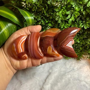 Sardonyx Moons | Banded Sardonyx Moons | Sardonyx Moon Carvings | Banded Sardonyx Moon Carvings (you pick)