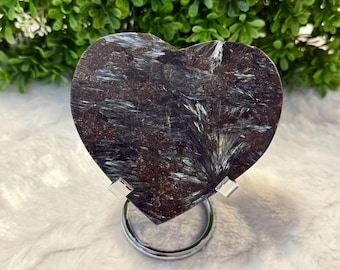 Arfvedsonite Heart Carvings | Arfvedsonite Crystal Moon Carvings | Firework Stone Heart Carvings | Firework Crystal Heart Carvings