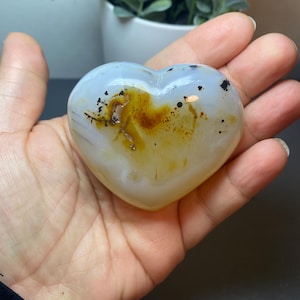 Dendritic Agate Heart Carving | Dendritic Agate Crystal Heart Carving