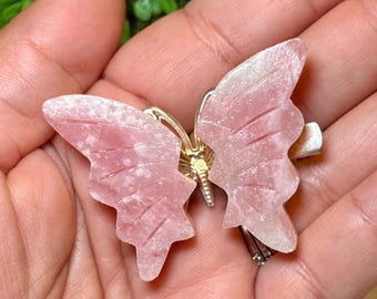 Roze opaal haarspeldjes | Roze opaalkristallen | Roze Peruaanse vlinders | Roze Peruaanse kristallen | Haarspeldjes roze opaal vlinder