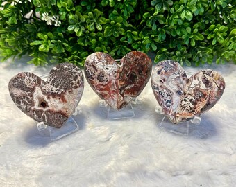 Mexican Crazy Lace Agate Heart | Mexican Crazy Lace Agate Crystal Heart | Mexican Crazy Lace Agate 3D Heart Carving | Mexican Agate Heart