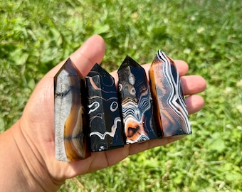 Puntas de Sardonyx Negro / Puntas de Cristal de Sardonyx Negro