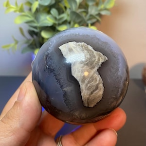 Volcano Agate Sphere | UV Reactive Volcano Agate Sphere | Fluorescent Sphere