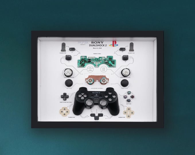 Framed Disassembled PS2 Controller Art – Gamer Wall Decor
