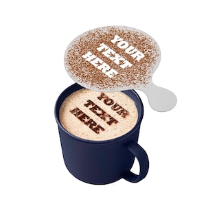 Personalized Text Coffee Stencil-Add Your Text to Coffee Stencil-Add Custom Message-Coffee duster stencils for Latte,Cappuccino,Barista use.