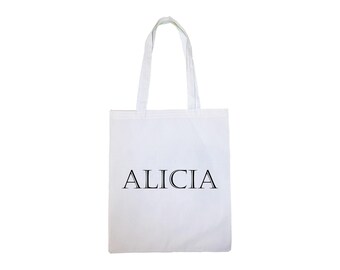 Personalized Cotton Canvas Tote Bag: Custom Name Shoulder Bag