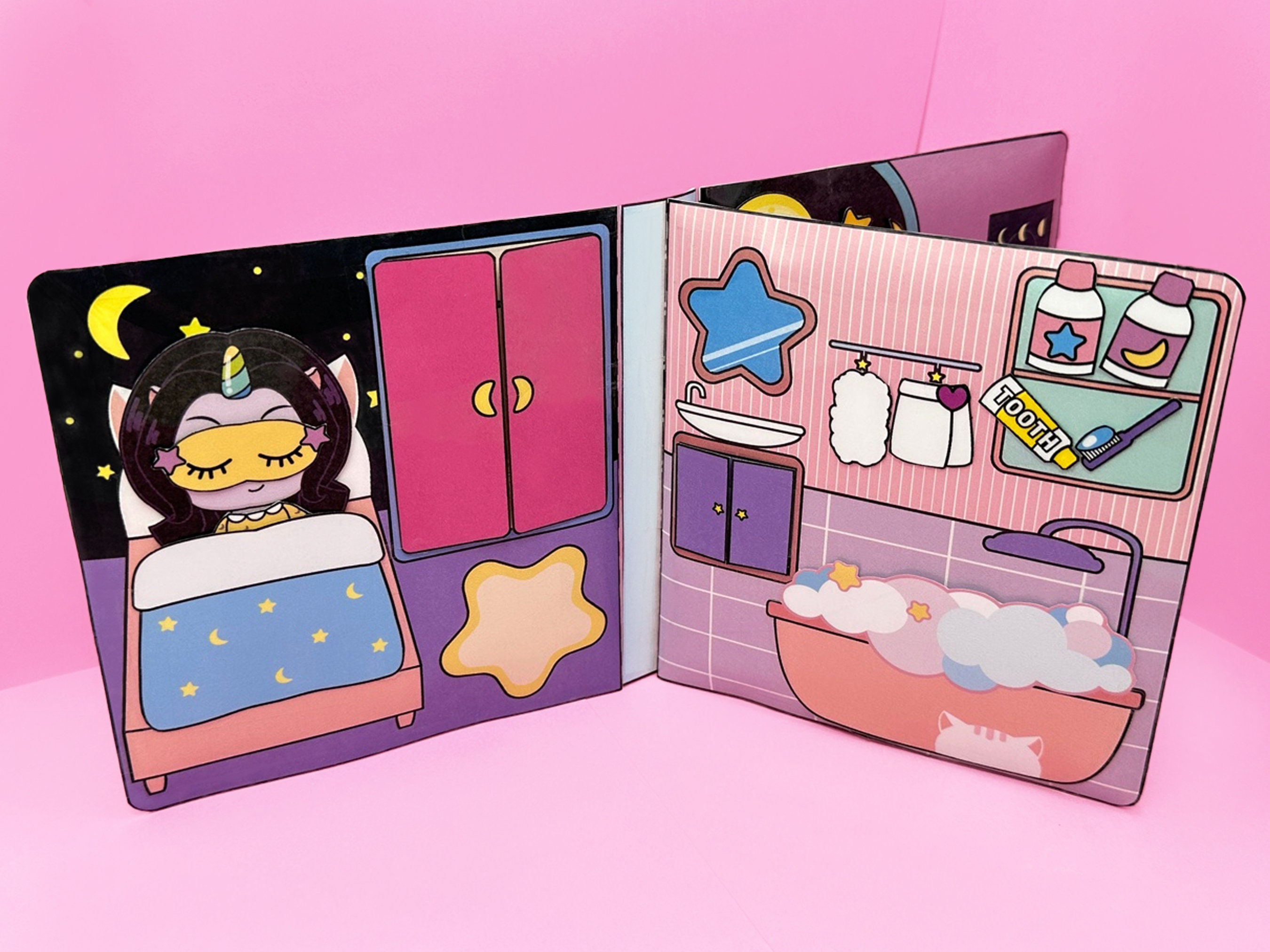 Digital Unicorn Paper Doll LUNA House by POMIVERSE, Printable Dollhouse