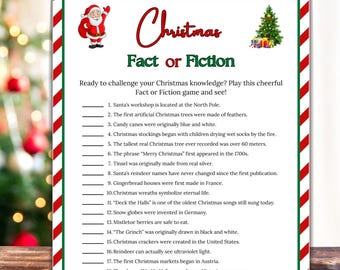 Christmas Fact or Fiction Game, Holiday Trivia (Digital Download)