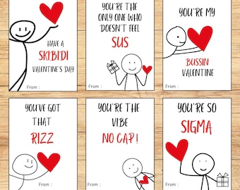 Funny Slang Valentine's Day Cards: Kids/Teens Printable (PDF)
