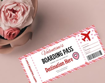 Valentine Boarding Pass Template: Personalized Travel Gift (Digital Download)