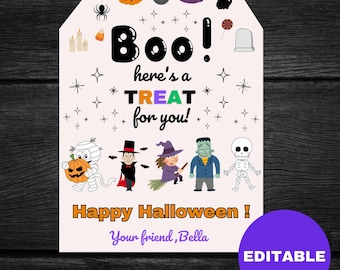 Editable Halloween Favor Tags: Spooky Treat Tags (Digital Download)
