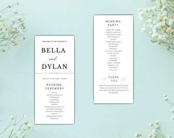 Modern Wedding Program Template: Elegant Ceremony Order (Instant Download)