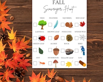 Fall Nature Scavenger Hunt for Kids: Outdoor Autumn Activity (PDF)
