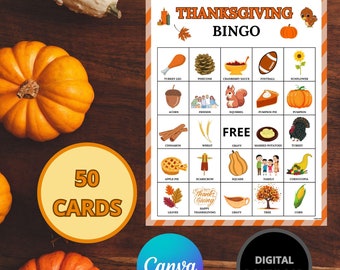 Printable Thanksgiving Bingo Game: Fun Holiday Activity (Digital Download)