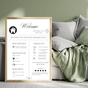Airbnb Welcome Sign: Vacation Rental Guest Arrival Poster (Digital Download)