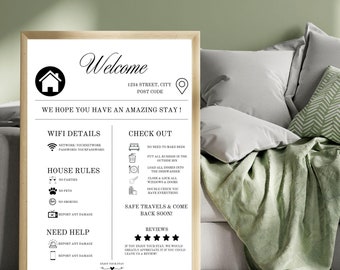 Airbnb Welcome Sign: Vacation Rental Guest Arrival Poster (Digital Download)