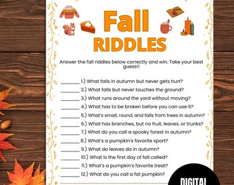 Fall Riddles Game: Autumn Party & Classroom Activity (Digital Download)