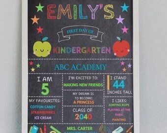 Kreidetafel Erster Tag des Kindergartenschilds: Bearbeitbare Canva-Vorlage (Digitaler Download)