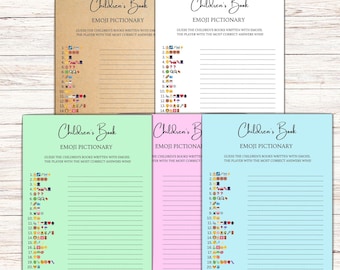 Children's Book Emoji Pictionary Game: Modern Baby Shower (Digital Download)