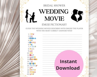 Bridal Shower Wedding Movie Emoji Pictionary Game (Digital Download)