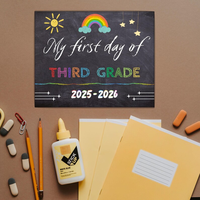 Dritte Klasse Ersttagsschild: Tafel Fotorequisite (Digitaler Download, PDF, bearbeitbar in Canva) Bild 7