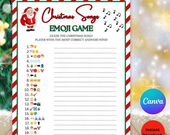 Christmas Songs Emoji Game, Christmas Songs, Christmas Printable Game, Christmas Family  Activity, Fun Christmas Game, Christmas Party Game