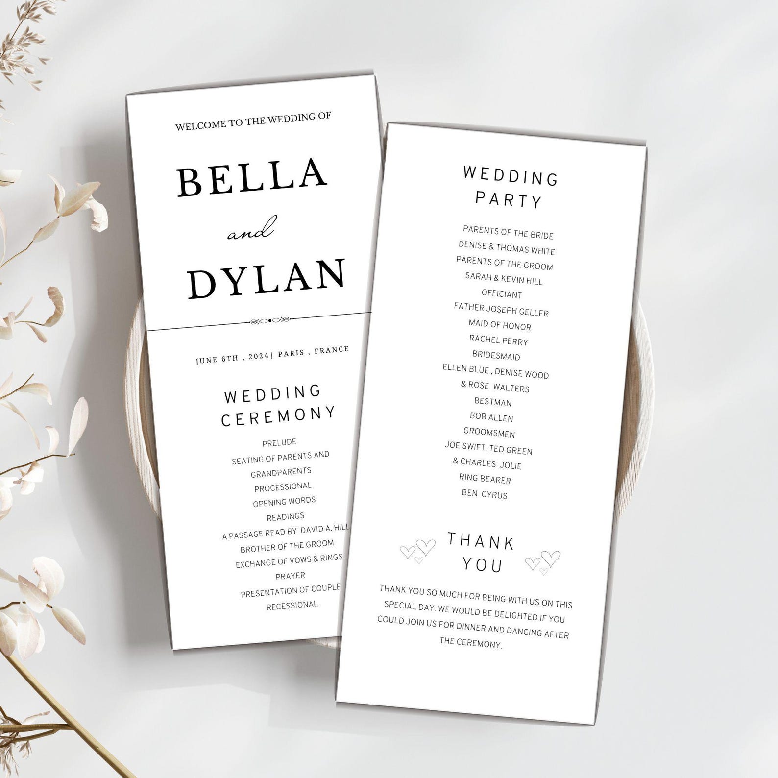 Modern Wedding Program Template: Elegant Ceremony Order (instant ...