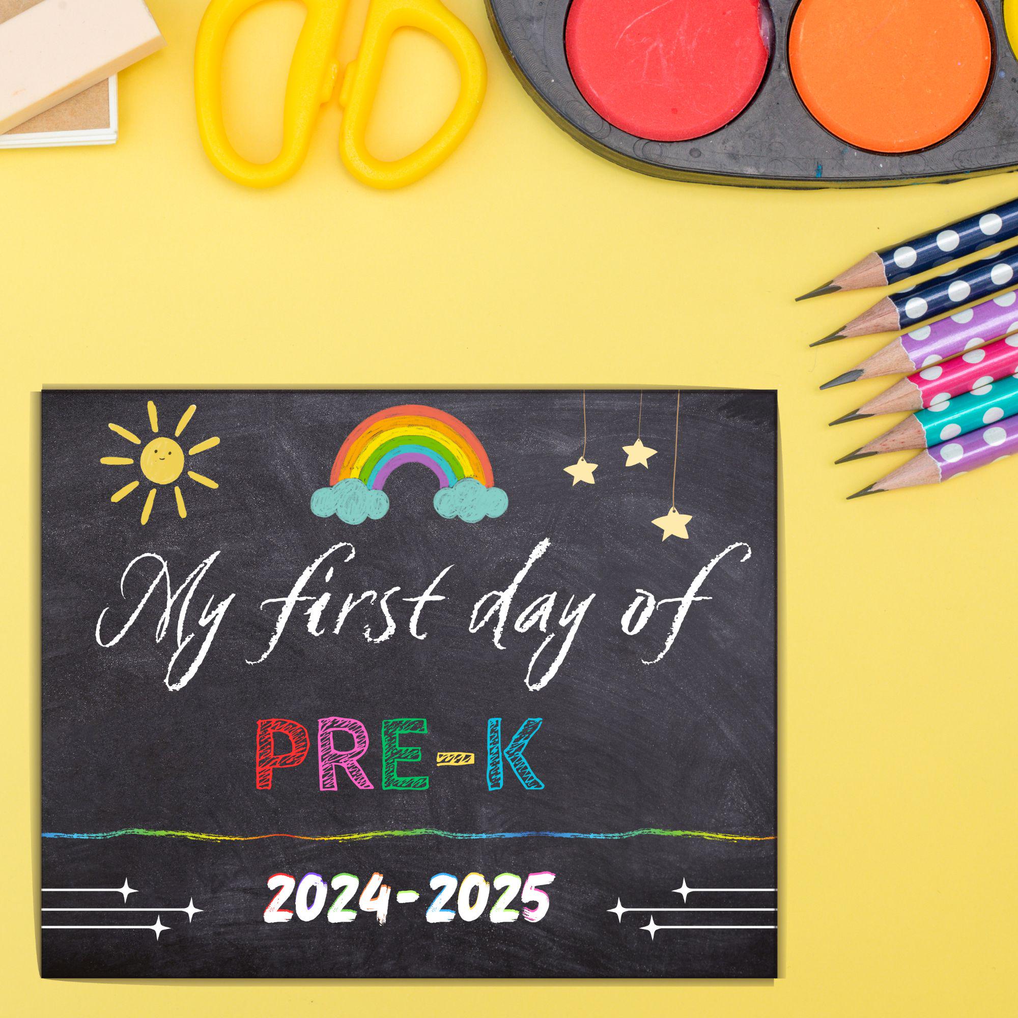 First Day of Pre-k Sign, Printable First Day, Back to School Sign, Pre ...