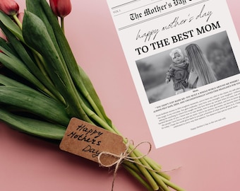 Editable Mother's Day Newspaper Template: Personalized Printable Gift (PDF)