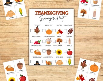 Thanksgiving Scavenger Hunt Game, Kids Autumn Activity (Digital Download)
