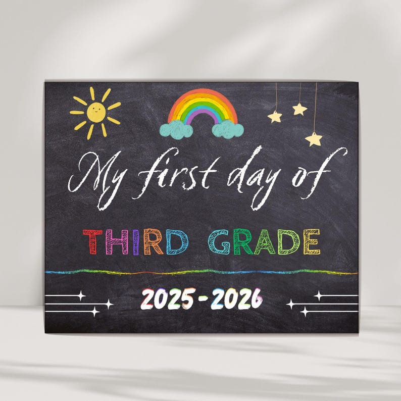 Dritte Klasse Ersttagsschild: Tafel Fotorequisite (Digitaler Download, PDF, bearbeitbar in Canva) Bild 4