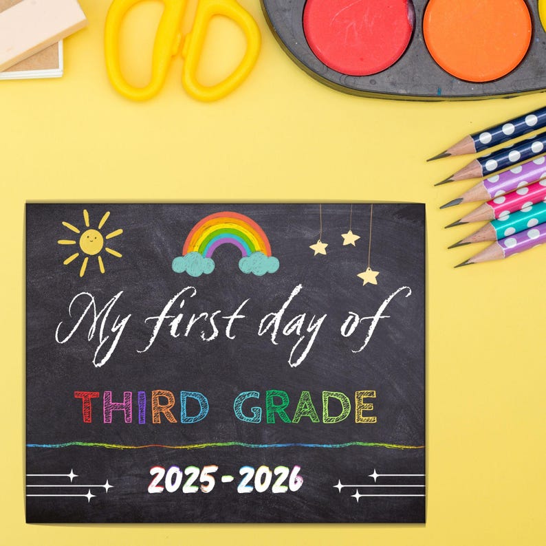 Dritte Klasse Ersttagsschild: Tafel Fotorequisite (Digitaler Download, PDF, bearbeitbar in Canva) Bild 6