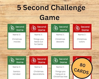 Christmas 5 Second Challenge Game, Printable Holiday Activity (PDF)