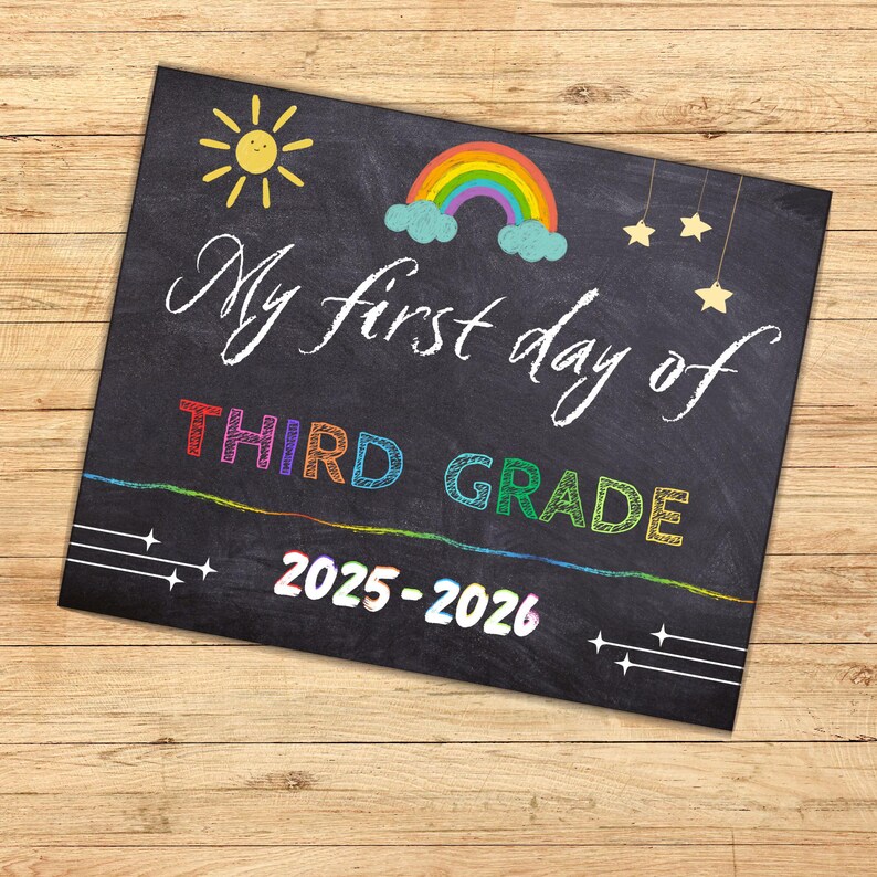 Dritte Klasse Ersttagsschild: Tafel Fotorequisite (Digitaler Download, PDF, bearbeitbar in Canva) Bild 3