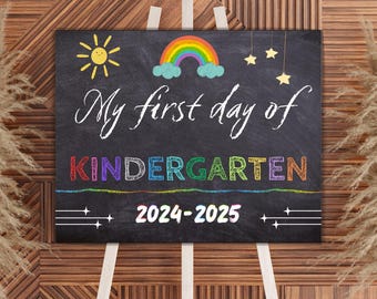 First Day of Kindergarten Chalkboard Sign: Printable Photo Prop (PDF)