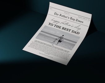 Father's Day Newspaper Template, DIY Gift (Digital Download)