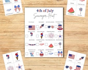 4th of July Scavenger Hunt Game: Patriotic Family Fun (PDF Downloadable Print