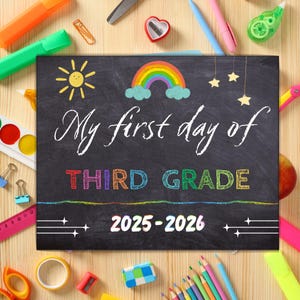 Dritte Klasse Ersttagsschild: Tafel Fotorequisite (Digitaler Download, PDF, bearbeitbar in Canva) Bild 5