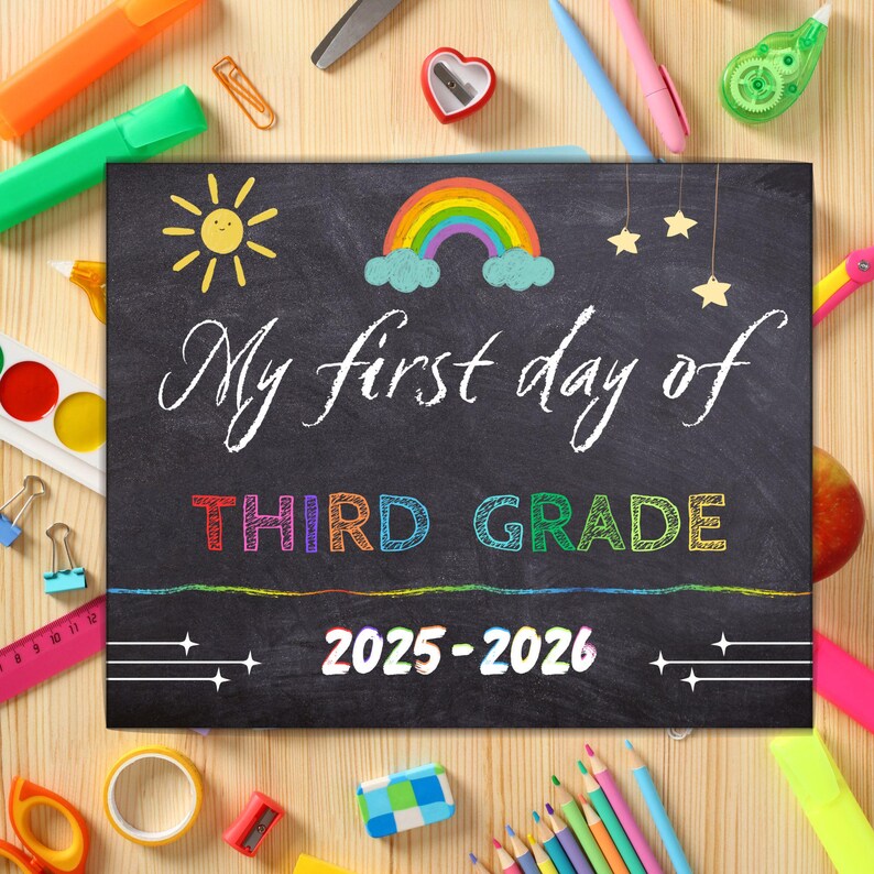 Dritte Klasse Ersttagsschild: Tafel Fotorequisite (Digitaler Download, PDF, bearbeitbar in Canva) Bild 5