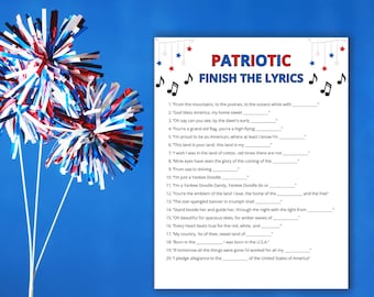 Patriotic Finish The Lyrics Game: Trivia & Songs (PDF Download, Answer Key Included