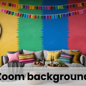 Zoom Virtual Background, Cinco de Mayo Background, Colorful Celebratory Mexican Style, Room Video Background, Cinco de Mayo Theme