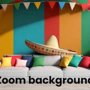 Zoom Virtual Background, Cinco de Mayo Background, Colorful Celebratory Mexican Style, Room Video Background, Cinco de Mayo Theme