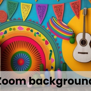 Zoom Virtual Background, Cinco de Mayo Background, Colorful Celebratory Mexican Style, Room Video Background, Cinco de Mayo Theme