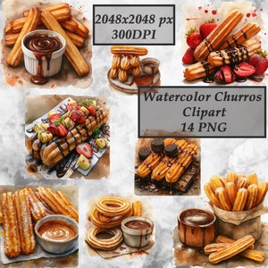Aquarell Churros Clipart