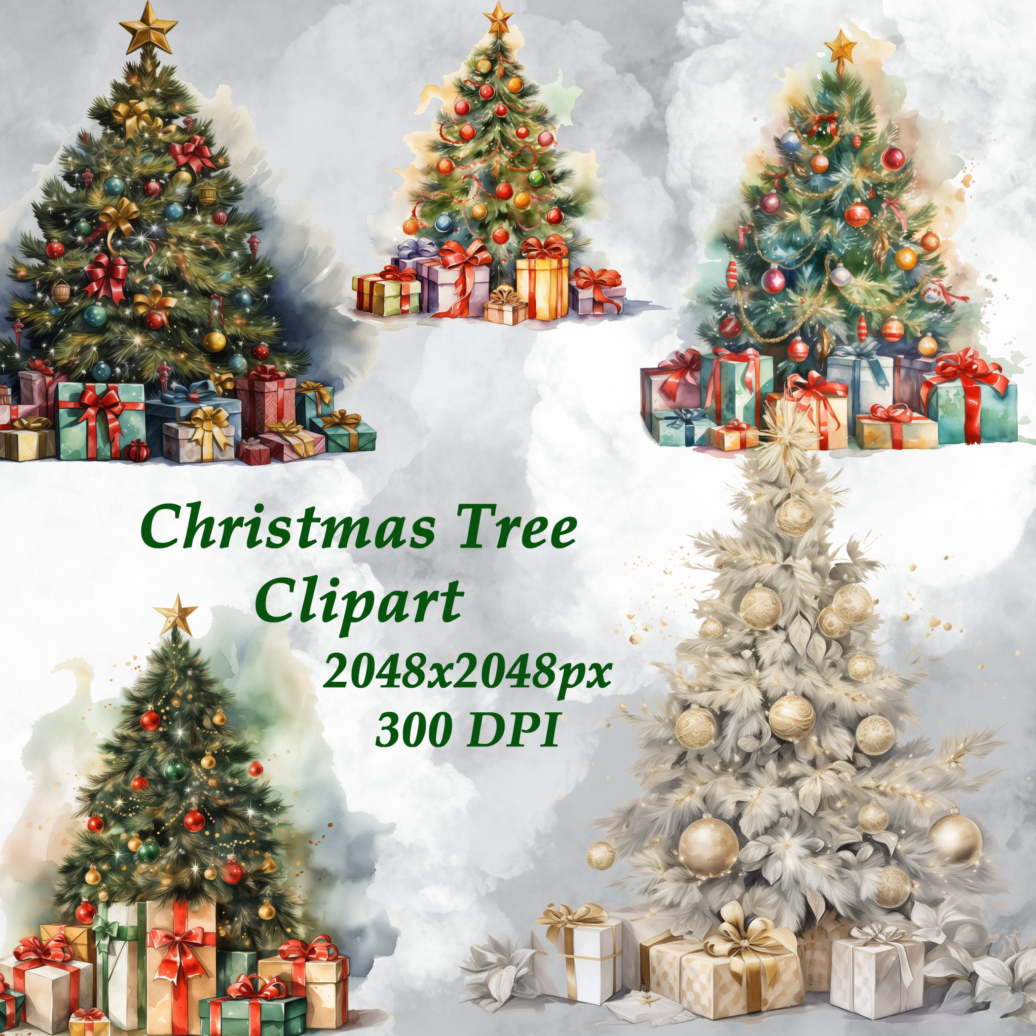 Christmas Tree Clipart Etsy
