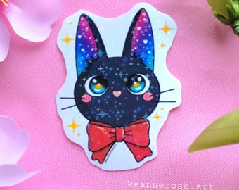 Holografische sticker Jiji Black Cat, kawaii-anime